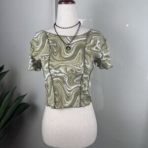 Ribbed Crop Top Y2K Scoop Neck Coquette Grunge Skater Clean Girl Streetwear Sz L